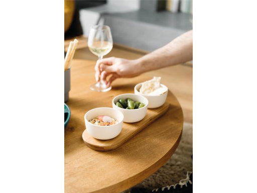 Image 2 of Leo 3Pc Bowl Set with Bamboo Tray 0.29Qt Each, White