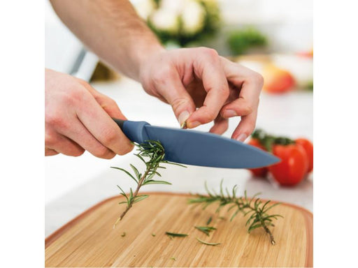 Image 2 of Leo 5.5" Stainless Steel Chef Knife with Herb Stripper, Blue