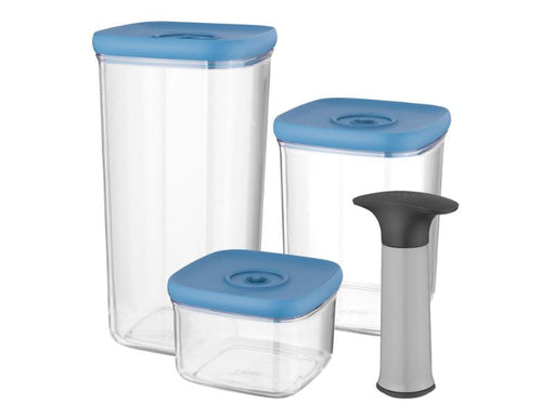 Image 1 of Leo 4Pc Vacuum Food Container Set, Blue